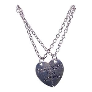 His Her Lovers Boyfriend Girlfriend Husband Wife Partners in Crime Necklaces Set